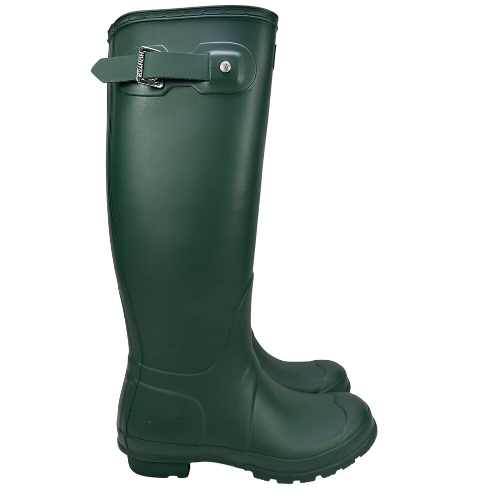 Hunter Original Tall Rubber Rain Boots Womens 7 Hunter Green HGR Buckle